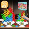 BBnote 96PCS Stack Game for Adult & Kids, Tetra Board Tower Games for Family Travel Party, 4 Players Balance Stacking Toy, Team Toys Building Block view 1