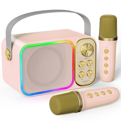 LED Kids Karaoke Machine-Portable Bluetooth Speaker & Microphones | White Elephant Gifts | Christmas Stocking Stuffer | Birthday Toys for 3-12+ Years Old Girls Boys(Colorful)