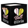 RIRIX Custom Storage Baskets Personalized Storage Bins Basket Boxes with PU Leather Handles for Clothes Bedroom Closet Organizing Toys Books Shelves Storage Boxes-Baseballs Softball view 1
