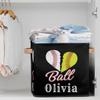 RIRIX Custom Storage Baskets Personalized Storage Bins Basket Boxes with PU Leather Handles for Clothes Bedroom Closet Organizing Toys Books Shelves Storage Boxes-Baseballs Softball view 2
