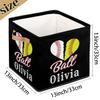 RIRIX Custom Storage Baskets Personalized Storage Bins Basket Boxes with PU Leather Handles for Clothes Bedroom Closet Organizing Toys Books Shelves Storage Boxes-Baseballs Softball view 3