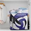 RIRIX Custom Storage Baskets Personalized Storage Bins Basket Boxes with PU Leather Handles for Clothes Bedroom Closet Organizing Toys Books Shelves Storage Boxes-Volleyball Sport in Dark Blue view 2