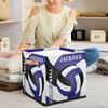 RIRIX Custom Storage Baskets Personalized Storage Bins Basket Boxes with PU Leather Handles for Clothes Bedroom Closet Organizing Toys Books Shelves Storage Boxes-Volleyball Sport in Dark Blue view 3