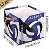 RIRIX Custom Storage Baskets Personalized Storage Bins Basket Boxes with PU Leather Handles for Clothes Bedroom Closet Organizing Toys Books Shelves Storage Boxes-Volleyball Sport in Dark Blue view 4