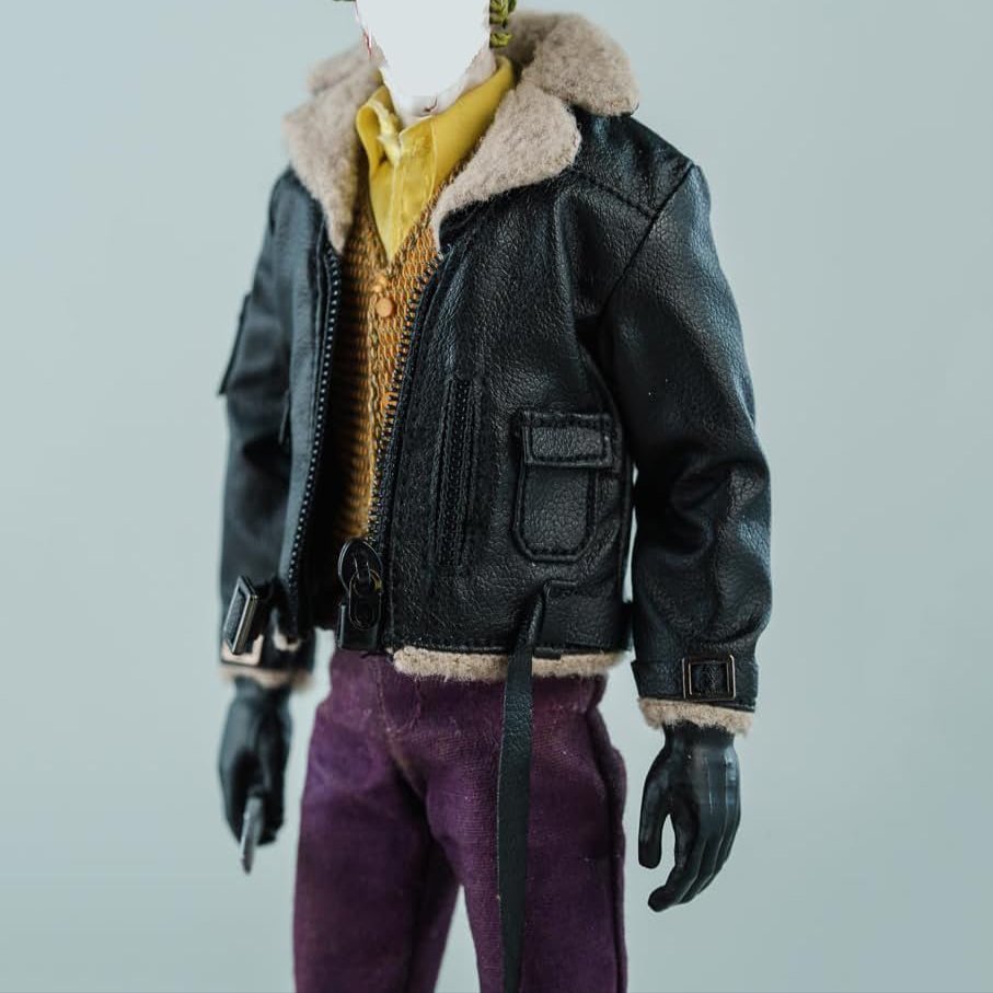 1/12 Scale Male Clothes,Male Fur Collar Coat Zipper Jacket Outfit Clothing for 6inch Action Figure Body (Black)
