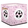 RIRIX Custom Storage Baskets Personalized Storage Bins Basket Boxes with PU Leather Handles for Clothes Bedroom Closet Organizing Toys Books Shelves Storage Boxes-Pink Soccer Star Girls view 1