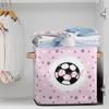 RIRIX Custom Storage Baskets Personalized Storage Bins Basket Boxes with PU Leather Handles for Clothes Bedroom Closet Organizing Toys Books Shelves Storage Boxes-Pink Soccer Star Girls view 2
