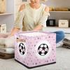 RIRIX Custom Storage Baskets Personalized Storage Bins Basket Boxes with PU Leather Handles for Clothes Bedroom Closet Organizing Toys Books Shelves Storage Boxes-Pink Soccer Star Girls view 3