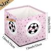 RIRIX Custom Storage Baskets Personalized Storage Bins Basket Boxes with PU Leather Handles for Clothes Bedroom Closet Organizing Toys Books Shelves Storage Boxes-Pink Soccer Star Girls view 4