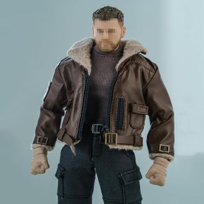1/12 Scale Male Clothes,Male Fur Collar Coat Zipper Jacket Outfit Clothing for 6inch Action Figure Body (Brown)