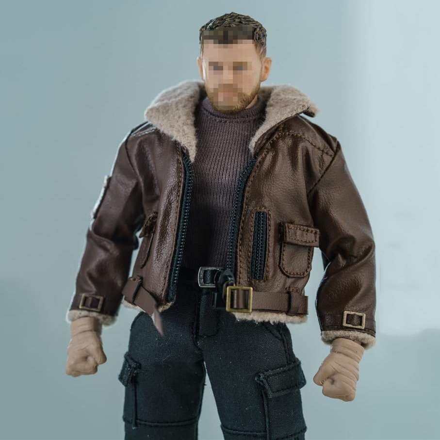 1/12 Scale Male Clothes,Male Fur Collar Coat Zipper Jacket Outfit Clothing for 6inch Action Figure Body (Brown)