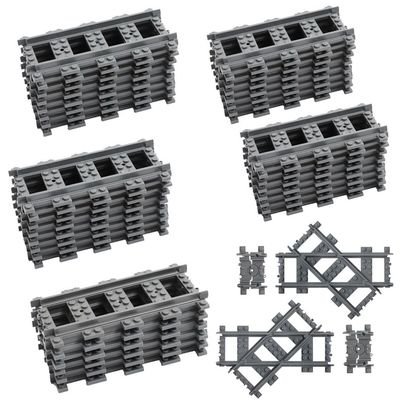 Etarnfly 42PCS City Train Tracks, Classic Accessories, Railroad Building Toy Compatible with All Major Brand - 38 Straights, 2 Left Right 45 Intersection Rails, 2 Flexible Rails