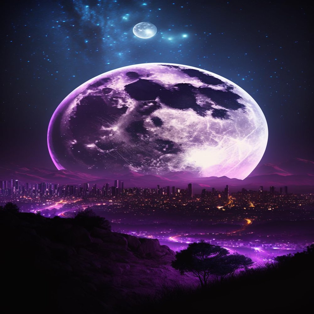 1000 Piece Adult Woodiness Puzzle, Purple City Planet, Puzzle Game Educational Gift, Room Decor