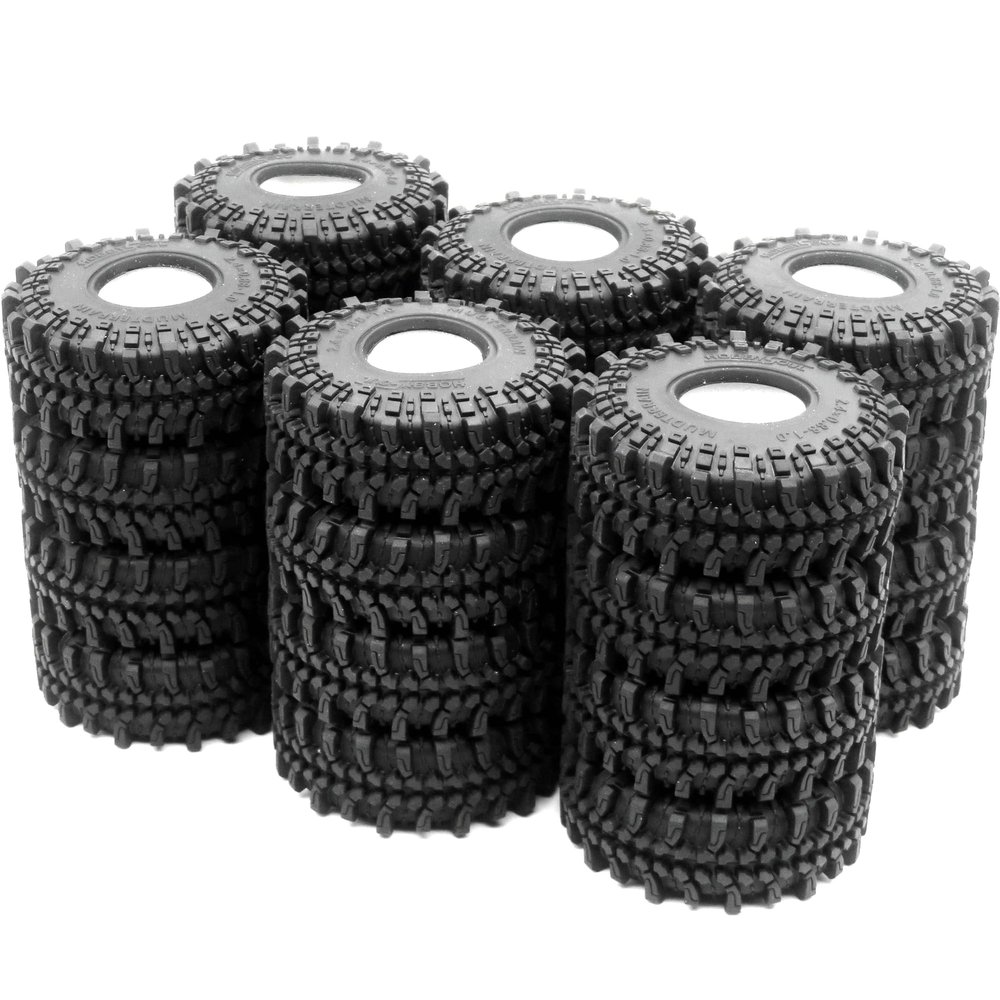 24pcs RC 1.0 Crawler Tires 61mm Tall Soft Sticky Mud Tyre for RC 1/18 TRX4M 1/24 AX24 SCX24 FCX24 Upgrades