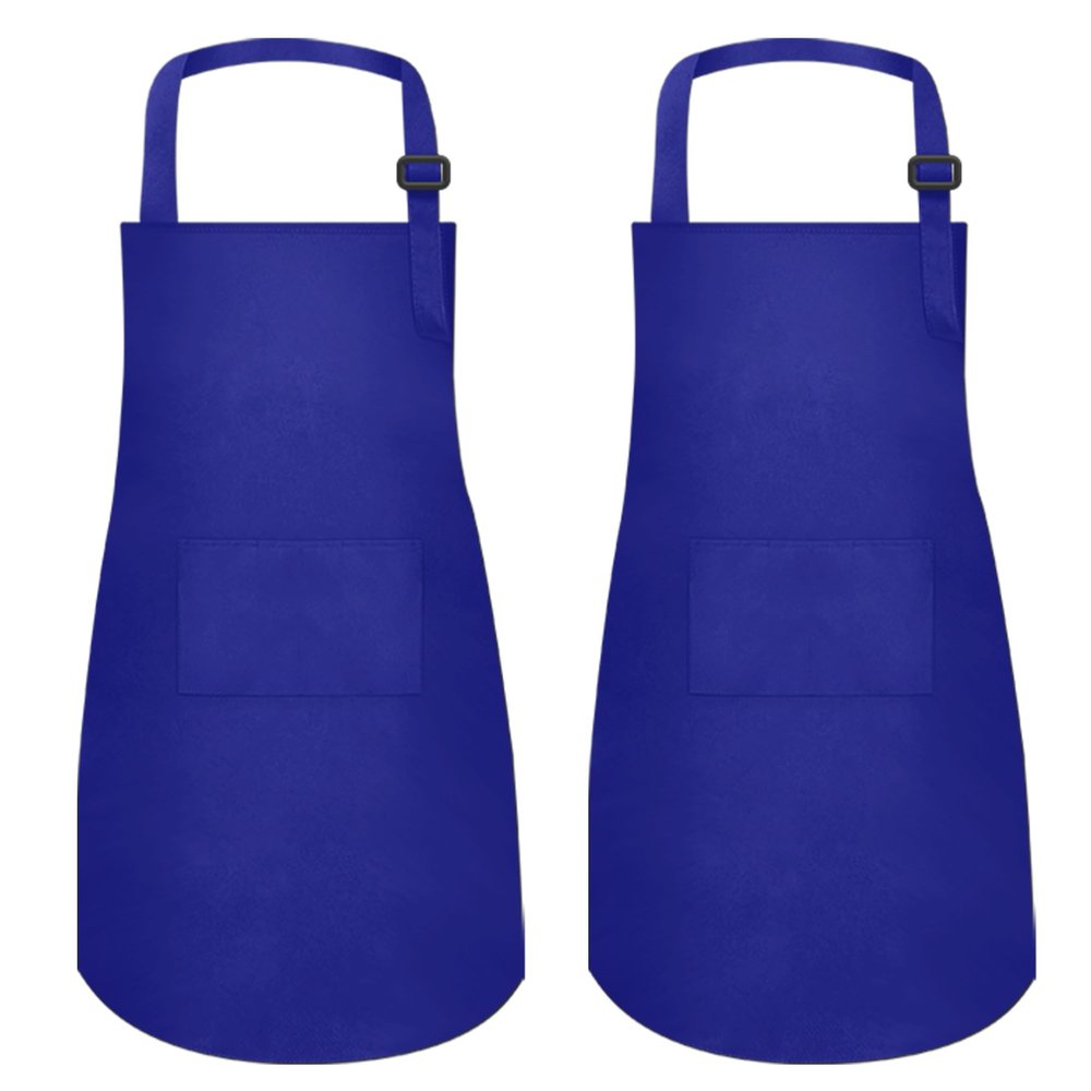 MEOGETY 2Pcs Kids Aprons Children Artists Aprons with Pockets Adjustable Chef Aprons for Cooking Kitchen Backing Painting