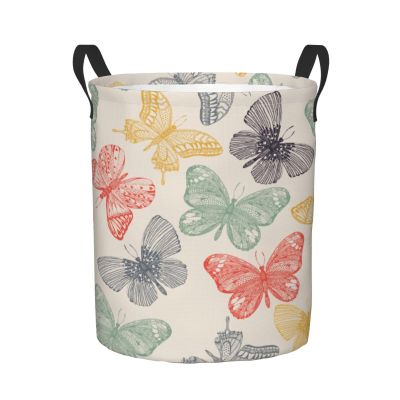 Foruidea Butterflies Pattern Laundry Basket,Laundry Hamper,Collapsible Storage Bin, Oxford Fabric Clothes Baskets,Nursery Hamper For Home,Office,Dorm,Gift Basket