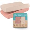 100% Muslin Changing Pad Cover Ultra Soft 120GSM Baby Changing Pad Covers for Girls and Boys - Easy wash Diaper Changing pad Cover with Low Shrinkage (2 Pack - Beige/Sand) view 1