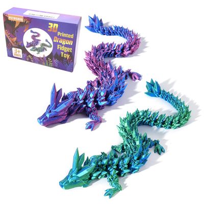 2PCS 12" 3D Printed Dragon, 3D Animals, 3D Fidget Toy, Autism Toys, 3D Dragon, 3D Printing Dragon for Home Office Decor Executive Desk Toys
