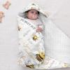 Personalized Baby Blankets for Boys Girls Neutral Bee Baby Swaddle Blanket with Name Soft Baby Hooded Blanket Minky Dotted Swaddling Wrap Newborn Nursery Swaddling Blankets 40x40 in view 1