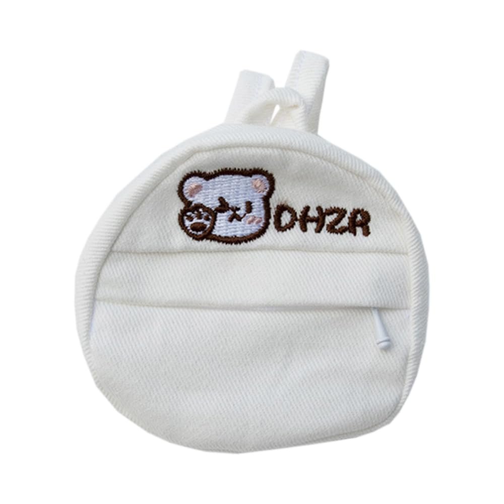 niannyyhouse 15cm 20cm Plush Doll Backpack 1/6BJD Cartoon Pattern Shoulder Bag Doll Dress Up Accessories (A-White)