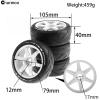 Chanmoo 1/8 RC On Road Tires and Hard Plastic Drift Wheels 17mm Hex Rally Racing Tyres for 1:8 Scale Touring Street Car Tamiya HPI WR8 HSP Hobao ARRMA Redcat Losi Kyosho VRX W10 4PCS (Green) view 2