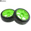Chanmoo 1/8 RC On Road Tires and Hard Plastic Drift Wheels 17mm Hex Rally Racing Tyres for 1:8 Scale Touring Street Car Tamiya HPI WR8 HSP Hobao ARRMA Redcat Losi Kyosho VRX W10 4PCS (Green) view 4