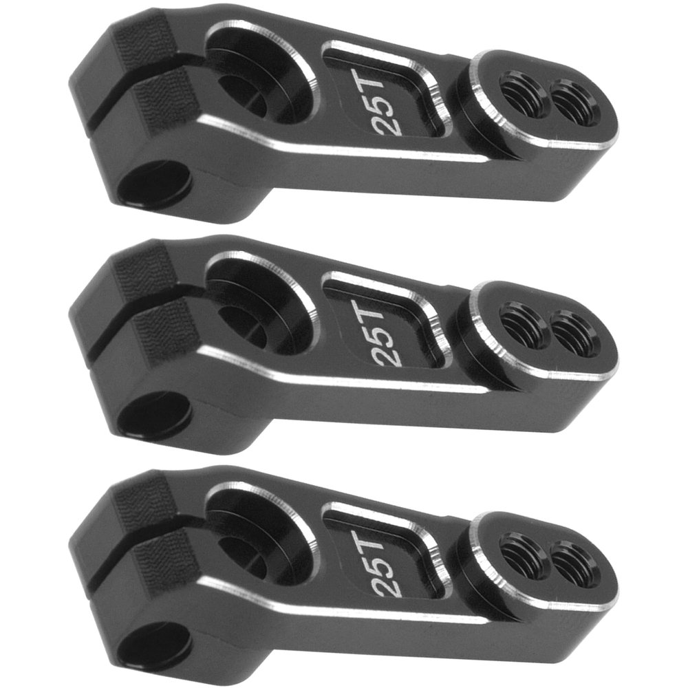 ShareGoo 3Pcs Metal 25T Servo Horn 25 Teeth Steering Servo Arm M3 Threads Compatible with Futaba Savox Power HD HSP Servos Motor Fit for 1/8 1/10 RC Off Road Crawler Drift Car Boat (Black)