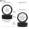 Chanmoo 1/8 RC Rally Racing Tires And Hard Plastic Drift Wheels 17mm Hex On Road Tyres Compatible with 1:10 Scale Touring Street Car HSP Hobao HPI WR8 ARRMA Redcat Losi Kyosho VRX Tamiya 4PCS (Green) view 2