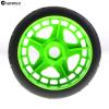 Chanmoo 1/8 RC Rally Racing Tires And Hard Plastic Drift Wheels 17mm Hex On Road Tyres Compatible with 1:10 Scale Touring Street Car HSP Hobao HPI WR8 ARRMA Redcat Losi Kyosho VRX Tamiya 4PCS (Green) view 3