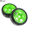 Chanmoo 1/8 RC Rally Racing Tires And Hard Plastic Drift Wheels 17mm Hex On Road Tyres Compatible with 1:10 Scale Touring Street Car HSP Hobao HPI WR8 ARRMA Redcat Losi Kyosho VRX Tamiya 4PCS (Green) view 4