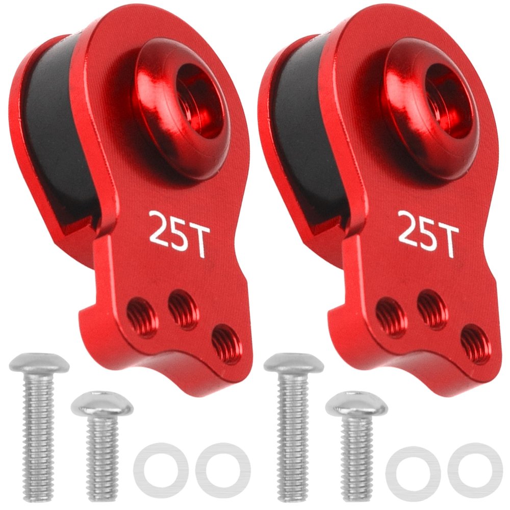 2Pcs Vgoohobby Aluminum RC 25T Servo Saver Adjustable Hi-Torque Servo Saver Compatible with Futaba Tamiya Servos 1/10 Traxxas TRX4 TRX6 SCX10 Capra RC Car (Red)