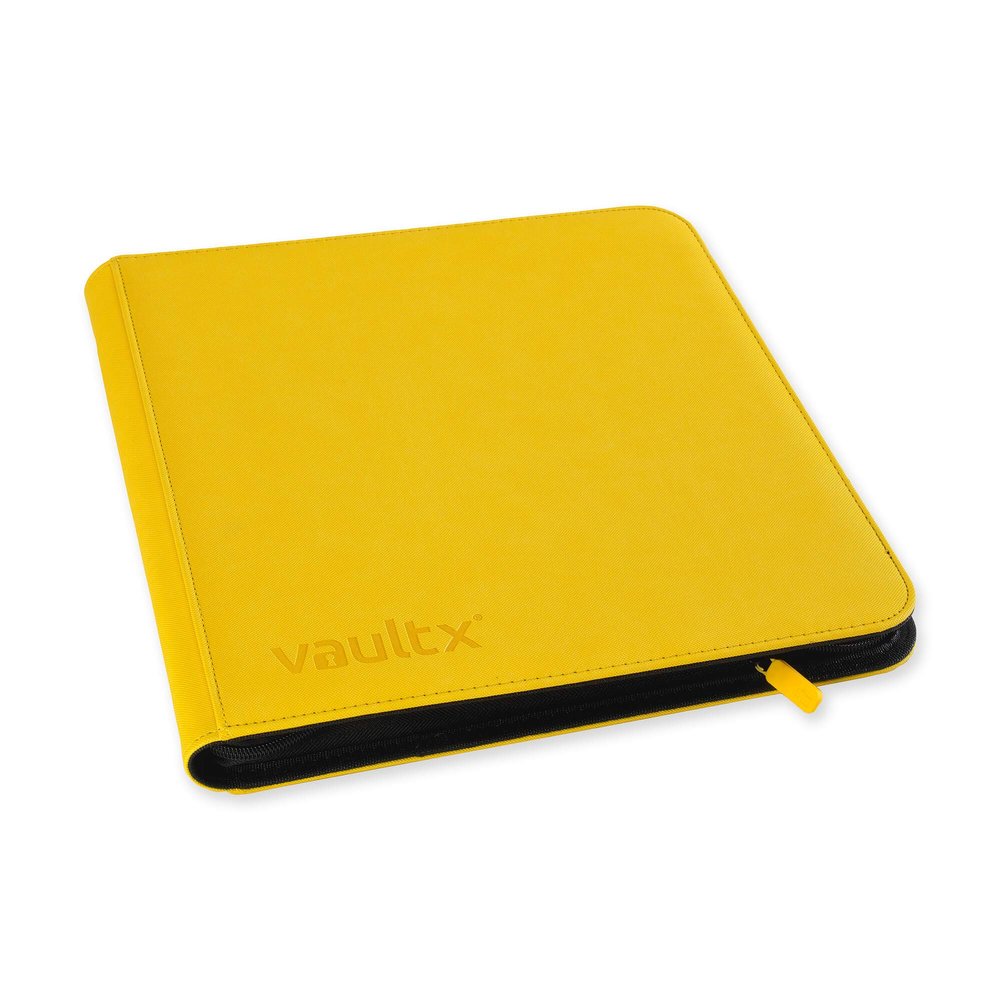 Vault X 12 XL Pocket Trading Card Zip Binder - 624 cards, Premium Exo-Tec Album Material, 26 Side-Loading Pages, Folder for Collectible Card Games, Sports, TCG (Yellow)