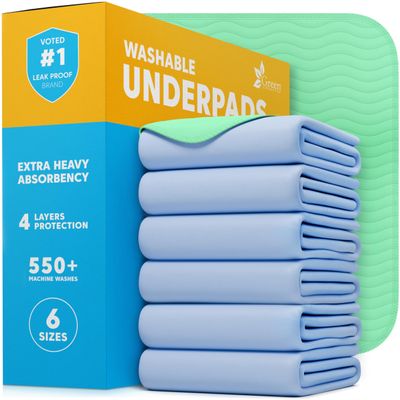 GREEN LIFESTYLE Washable Underpads - Heavy Absorbency Reusable Bedwetting Incontinence Pads for Kids, Adults, Elderly, and Pets - Toddler Mattress Pads for Bed, Sofa, Floor (Pack of 16 - 48x48)