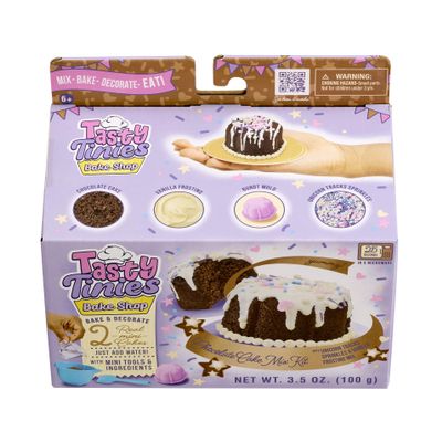 Goliath Tasty Tinies Bake Shop Chocolate Cake Mix Kit with Unicorn Tracks Sprinkles & Vanilla Frosting Mix | Bake & Decorate 2 Real Mini Cakes | Includes Mini Tools & Ingredients | Ages 6+