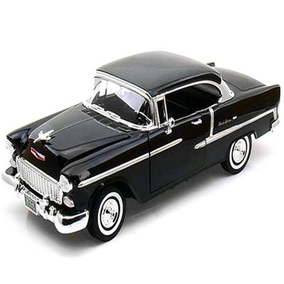 1955 Chevy Bel Air Hard Top Black 1/18 Diecast Car Model by Motormax 73185bk