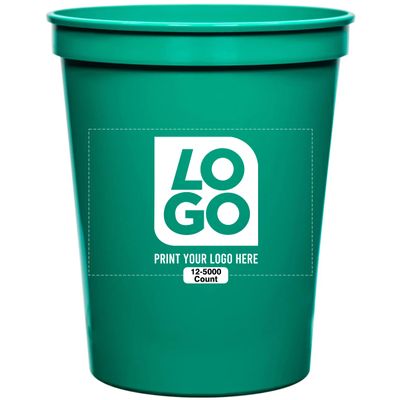 12 PCS One Color Print Custom 16 oz Stadium Cups, Reusable Party Cups For Birthday, Wedding, Events, Brand Promotion or Bbq Picnics (Turquoise)