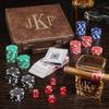 Personalized Poker Chip Set with Leather Case and Cigar Holding Glass view 1