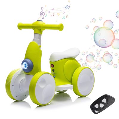 6V Electric Baby Balance Bike for 1 Year Old Boys Girls Ride on Toys 12-48 Months Toddler Balance Bike, 4 Wheels Kids First Bike with Remote Control First Birthday Gifts- Cyan