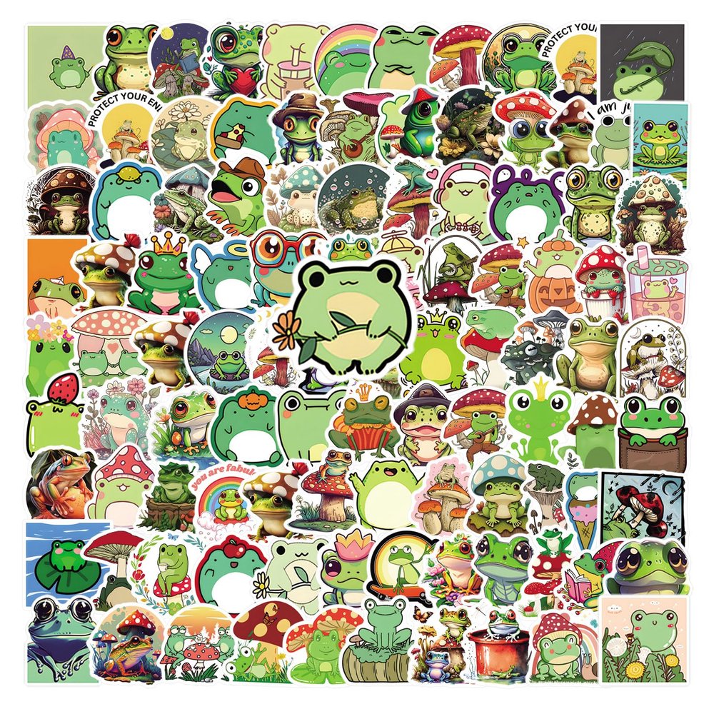 200Pcs Frog Stickers Pack, Aesthetics Vinyl Waterproof Decals for Water Bottle,Laptop,Phone,Skateboard,Scrapbooking,Bumper Decor for Fans for Party Supply