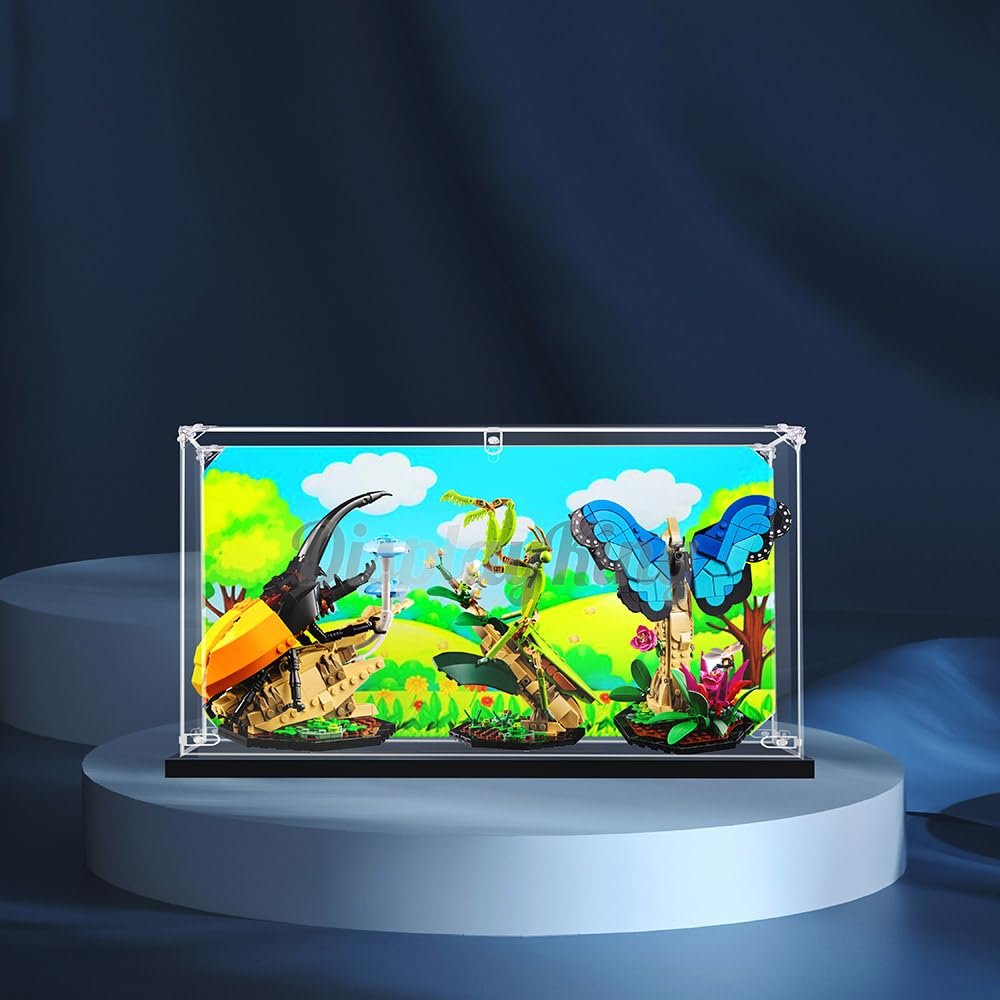 Acrylic Display case Compatible with The Insect Collection 21342 3mm Thickness dust-Free and Crystal Clear Display case with Screw (Model Set is not Included) (No Background)