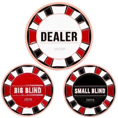 JIESITE Dealer Buttons, Texas Hold'em Casino Grade Metal Dealer Buttons, 3 Piece Deluxe 2.1/1.7 Inch Poker Accessory Set