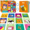 50 PCS First Word Flashcards, Double Sided Learning Cards Alphabet, Foods, Animals, Shapes, Colors, Vehicle, Body Parts with 2 Reclosable Rings, Learning Tool for Pre-K Kindergarten Toddlers view 1