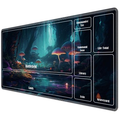 JANENFNA for TCG Playmat with Card Zones 24 x 14 inches Mousepad Compatible for MTG Trading Card Game Play Mats Smooth Rubber Surface Play Mat, Mushroom A
