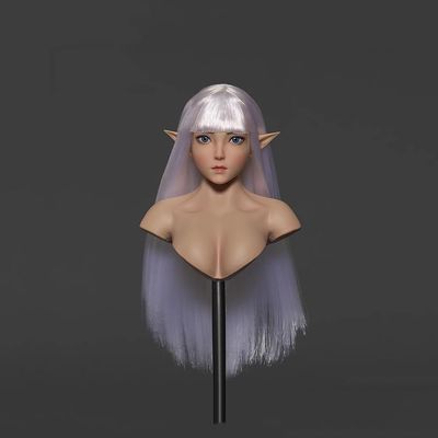 1/6 Scale Female Head Sculpt,Elf Girl Pale Skin Head Carved for 12inch Female Action Figure Body (B)