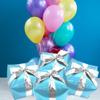 Deermon Adorable Cool Blue Christmas Gift Box Balloons With Silver Ribbon, Lovely 4D Square Present Gift Box Cube Shape Aluminum Foil Balloon For Xmas Wedding New Year Birthday Party Decorations view 3
