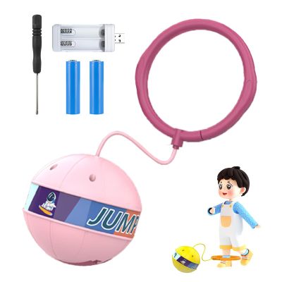 Atlodas Glowing Bouncing Ball, Ankle Skip Ball, Sports Swing Ball, Flashing Jump Ring Glowing Jumping Ball, Ankle Skipping Toy with Bouncy Ball, Sports Toy Fitness Toy for Kids Adults (Charge, Pink)