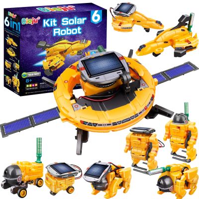 Dioju 6-in-1 Solar Robot Toys for Ages 8 9 10 11 12 Year Old Boys Girls, STEM Science Kits for Kids Age 8-12, Building Experiments Robotics Kit STEM Projects for Kid Christmas Birthday Gifts (Yellow)