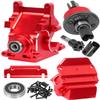 RCHuiWow RC Gearbox Case Upgrades Part for 1/8 Kraton,Senton,Outcast,Typhon,1/7 Arrm a Mojave,Limitless,Alloy Aluminum Diff Housing Gearbox Case w/ 43T Main Gear,Red view 1
