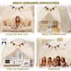 Extra Large Kids Play Tent with Flags & Star Lights, Portable & Foldable Teepee, Boys & Girls, Indoor Outdoor Dome Tent Playhouse, 59x39x59 in, Cream view 2