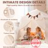 Extra Large Kids Play Tent with Flags & Star Lights, Portable & Foldable Teepee, Boys & Girls, Indoor Outdoor Dome Tent Playhouse, 59x39x59 in, Cream view 4